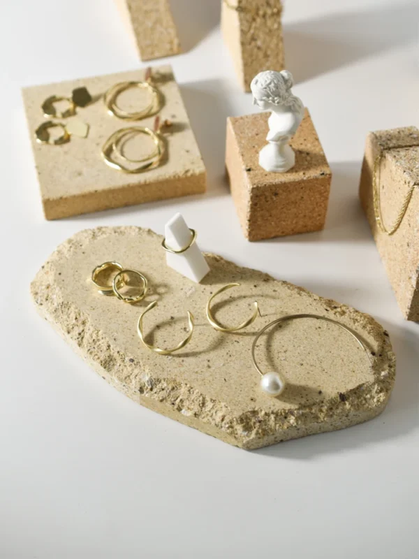 Yellow Marble Travertine Jewelry Display Stand - Image 2
