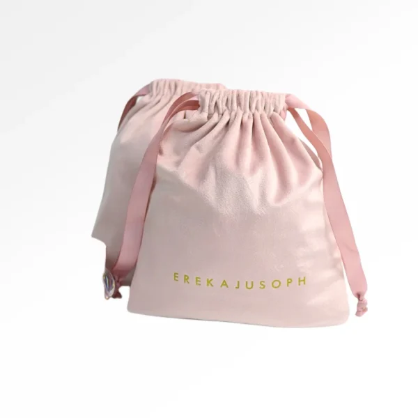 Custom  Logo Drawstring Bag Lingerie Jewelry Wedding Gift Bag Pink Flannel Cosmetic Bag - Image 5