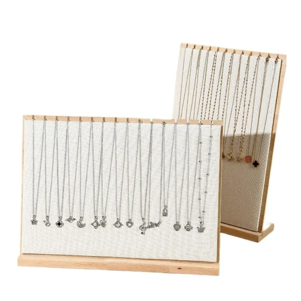 White Velvet Solid Wood Necklace Display Boards Necklace Jewelry Stand Sweater Chain Necklace Jewelry Display Stand