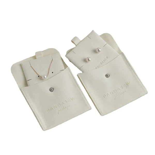 Custom White Microfiber Envelope Jewelry Card Bag Jewelry Pouch for Jewelry Store Packaging Display