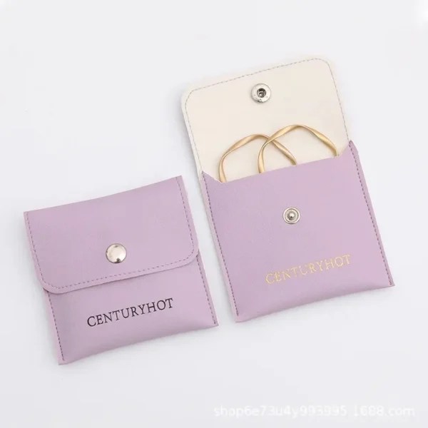 Custom Jewelry Display PU Leather White  Jewelry Pouch with logo - Image 3