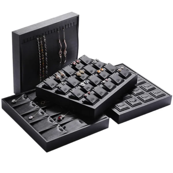 PU Leather Display Jewelry Luxury Jewelry Tray Display for Ring Necklace Earring Custom Jewelry Display Tray