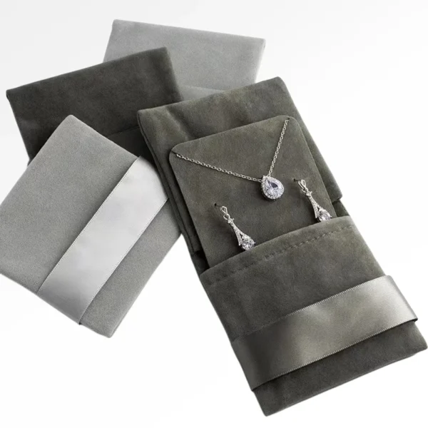 Custom Printed Buddha Beads Velvet Jewelry Pouch with Ribbon for Packaging and Storage of Your Precious Jewellery Items