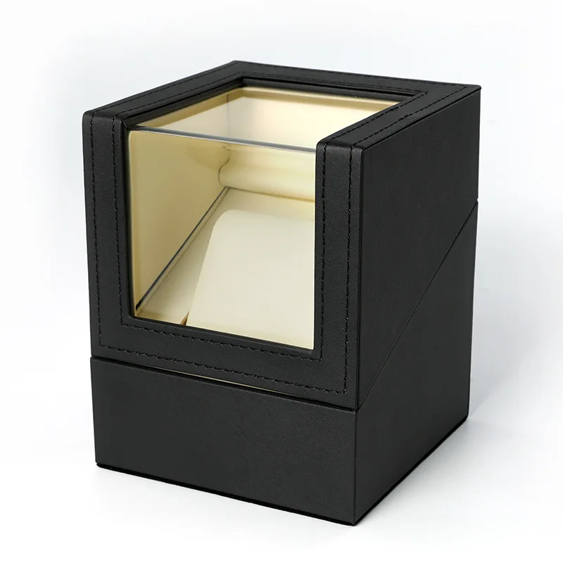 Luxury Customized Logo Watch Men's Packing Box PU Leather Acrylic Window Flip Storage Watch Box - Image 3