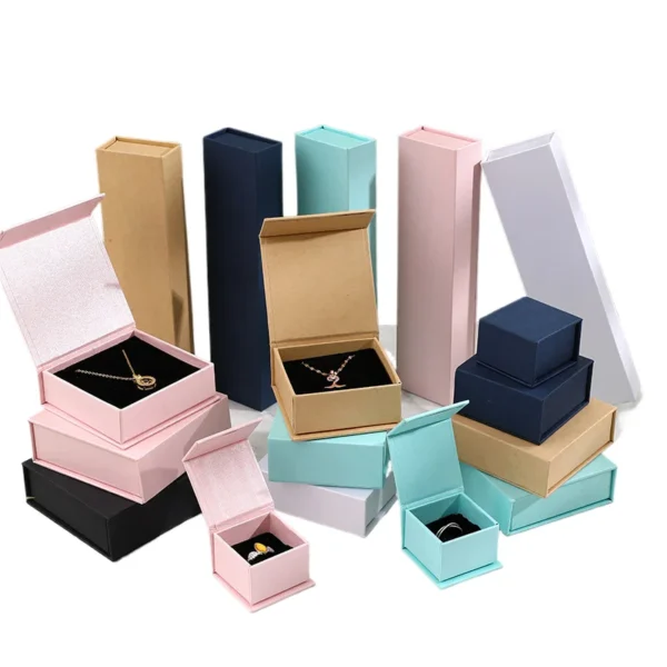 In Stock Customized Size Logo Magnetic Flip Box Earrings Necklace Packaging Jewelry