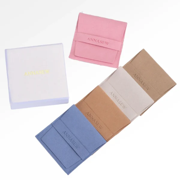 Luxury Microfiber Envelope Flap Bag with Custom Logo Exclusive Jewelry Packaging for Rings Earrings Bracelets - Image 5