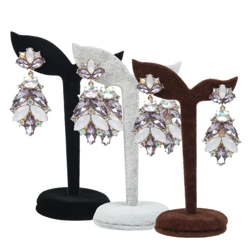 Velvet T-shaped Stud Earring Holder Earrings Display Stand - Image 3