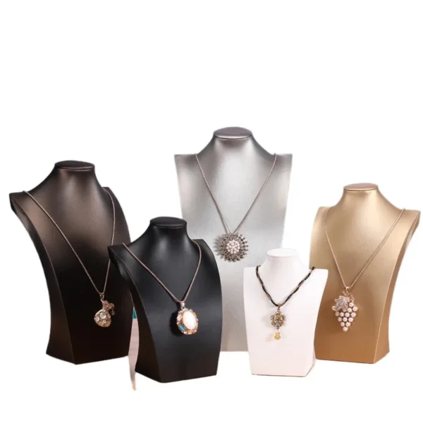 Black Silver White PU Leather Brushed Leather Necklace Shelf Model Neck Display Stand Jewelry Display Stand - Image 2