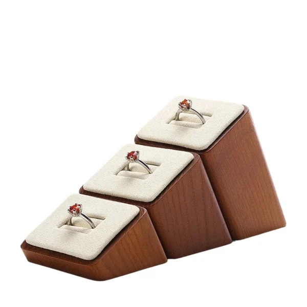 Beige Jewelry Display Set for Store Luxury Jewelry Display Props Custom Wooden Jewelry Stand Display Set - Image 6