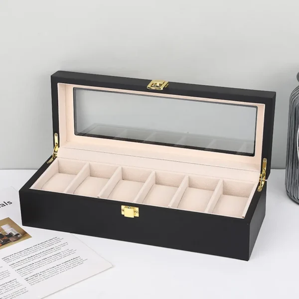 Solid Wood Black Paint Matte Watch Box 6 8 10 12 20 24 Collection Watches Holder - Image 4