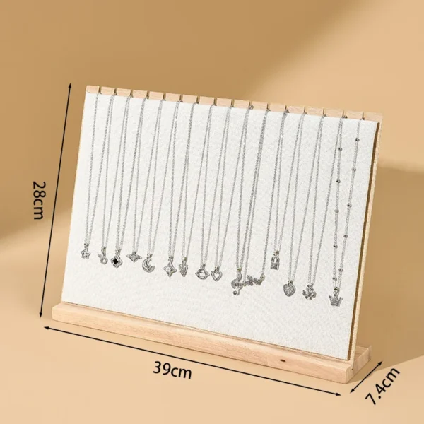 White Velvet Solid Wood Necklace Display Boards Necklace Jewelry Stand Sweater Chain Necklace Jewelry Display Stand - Image 6