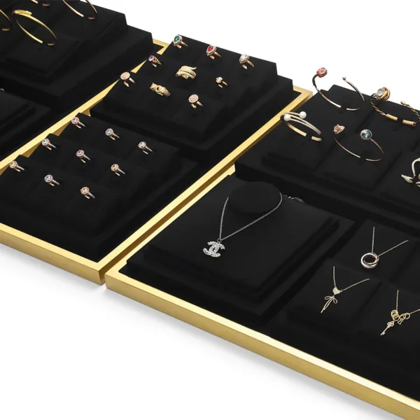 Black Microfiber Metal Jewelry Display Set for Necklace Custom Jewellery Shop Counter Display Set - Image 3