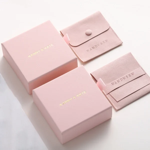 High Quality Custom logo Leather Ring Necklace Jewelry Packaging Box with Pouch - Image 2