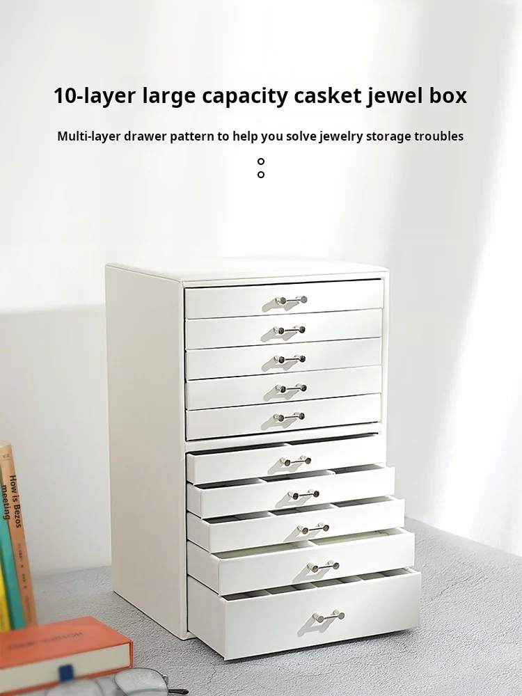 Large Capacity Ten Layer Jewelry Box European Jewelry Box Necklace Watch Earrings Drawer Jewelry Storage Box - Image 4