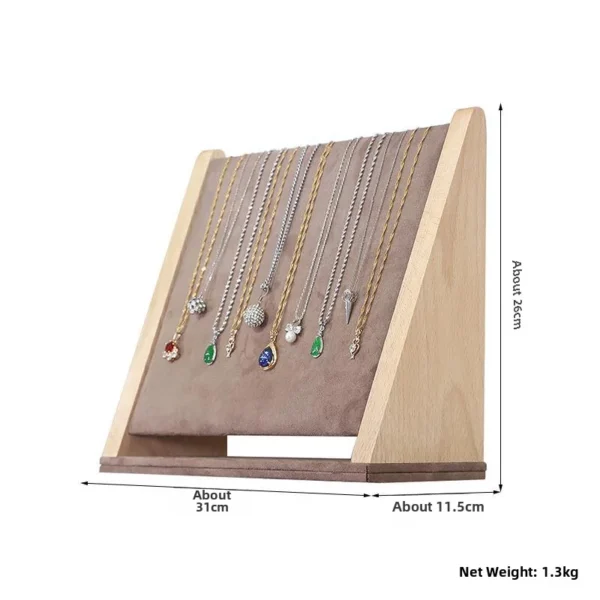 Solid Wood Jewelry Display Props Jewelry Plate Ear Ear Studs Ring Display Rack Flannel Necklace Display Stand - Image 6