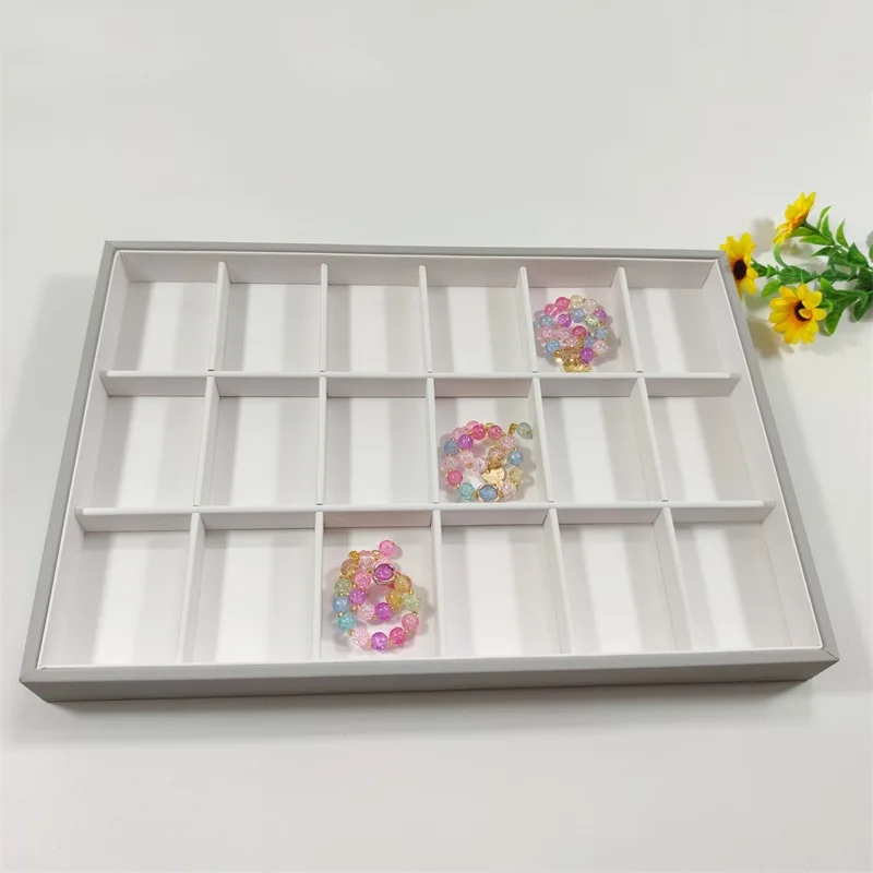 Brushed Leather 18-slot Display Plate Brooch Jade Grids Storage Tray Jewelry Plate Necklace Earrings Display Plate - Image 2