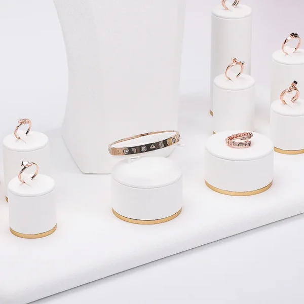 White Window Display Props Super Fiber Ring Necklace Display Stand Jewelry Display Set - Image 3