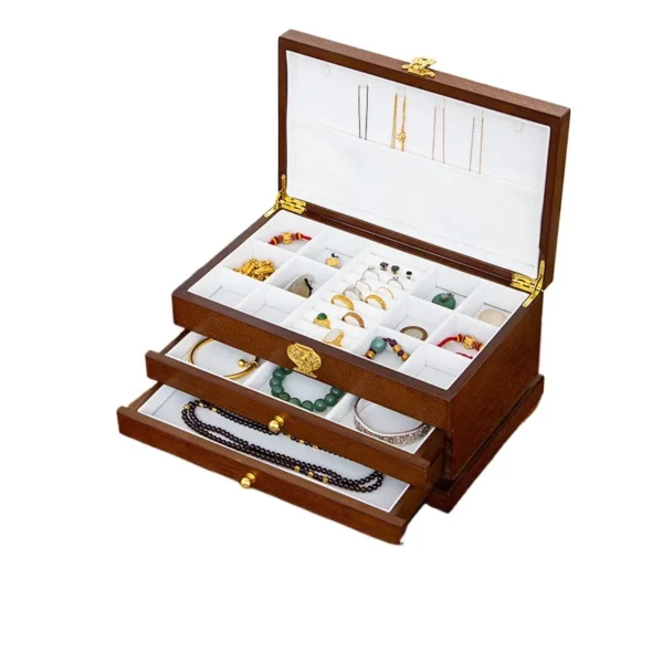 High-end Multi-functional Open-lid Solid Wood Jewelry Storage Box
