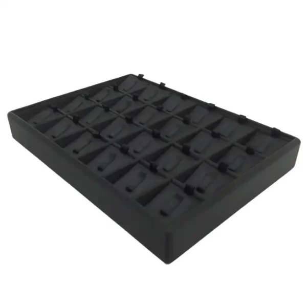 Spot Black Brushed PU Leather Ring Tray Jewelry Display Tray for Rings - Image 2
