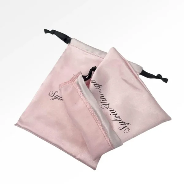 Custom Pink Silk Satin Velvet Bag Drawstring Jewelry Bag for Earrings Necklace Bracelet - Image 5