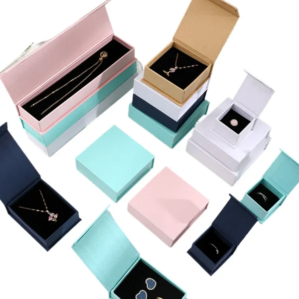 In Stock Customized Size Logo Magnetic Flip Box Earrings Necklace Packaging Jewelry - Image 3