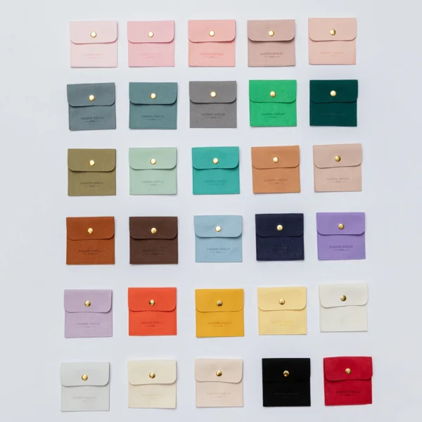 Custom Logo Luxury Jewellery Packaging Microfiber Envelope Flap Drawstring Pouch Bag - Image 6