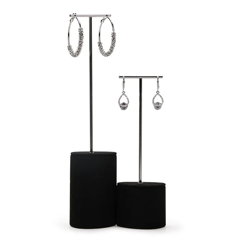 Black Microfiber Necklace Ring Earrings Jewelry Display Stand Prop Set - Image 5