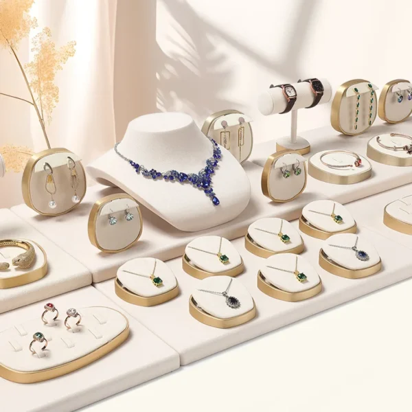 Beige Velvet Detachable Bracelet Holder Bangle Racks Ring Necklace Stand Jewelry Display - Image 4