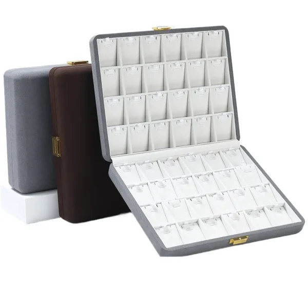 Suede Large Capacity Jewelry Ornament Storage Box Rings Pendants Ornaments Display Tray - Image 6