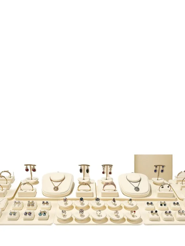 Beige Microfiber Jewelry Shop Counter Props Necklace Rings Pendant Earrings Display Rack Jewelry Window Display - Image 2