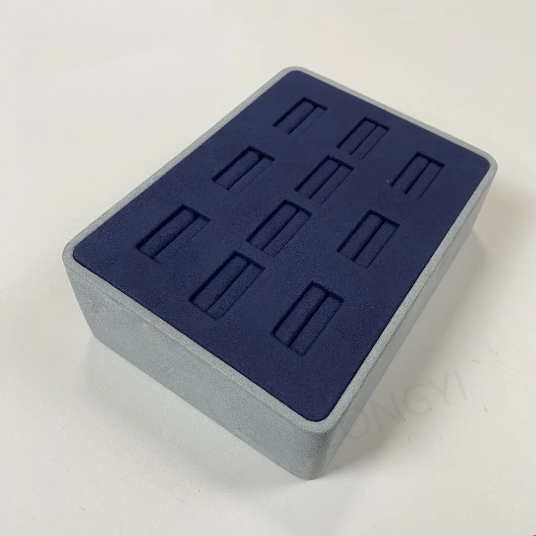 Custom 10-card Ring Display Tray Blue Microfiber Ring Rack Jewelry Store Display - Image 2