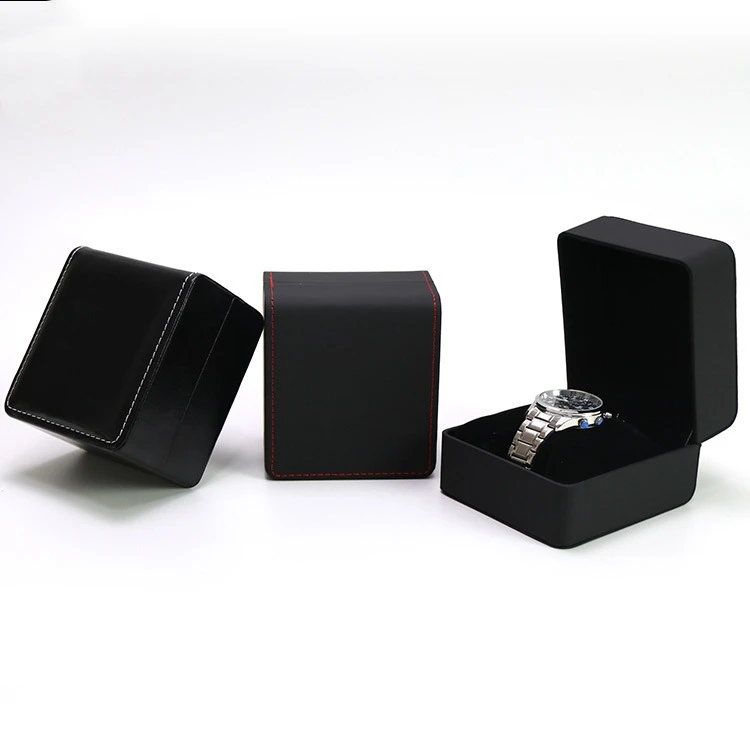Custom Pu Leather Watch Gift Boxes Luxury High Quality Packaging Black Paper Watch Box - Image 6