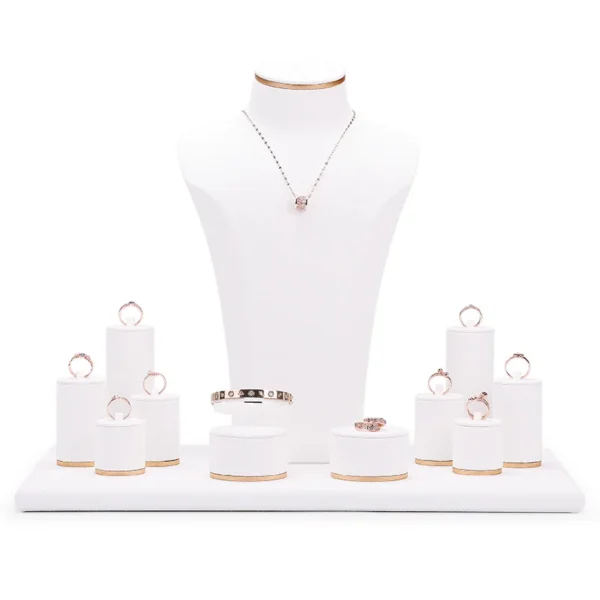 White Window Display Props Super Fiber Ring Necklace Display Stand Jewelry Display Set - Image 6