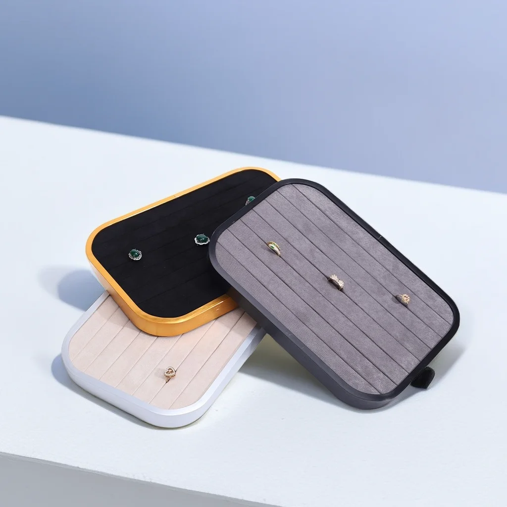 High-end Metal Velvet Jewellery Packaging Display Tray Jewelry Organizer Display Tray for Displays - Image 2