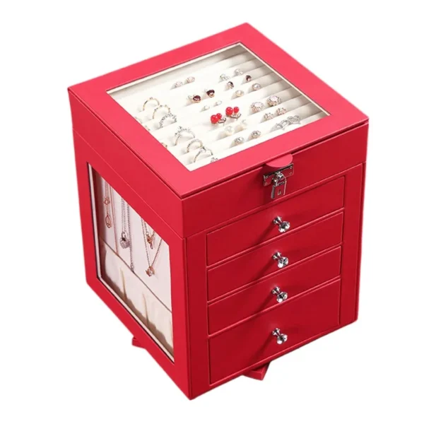 Large-capacity Removable Five-layer Transparent Rotating Jewelry Storage Makeup Box Jewelry Box