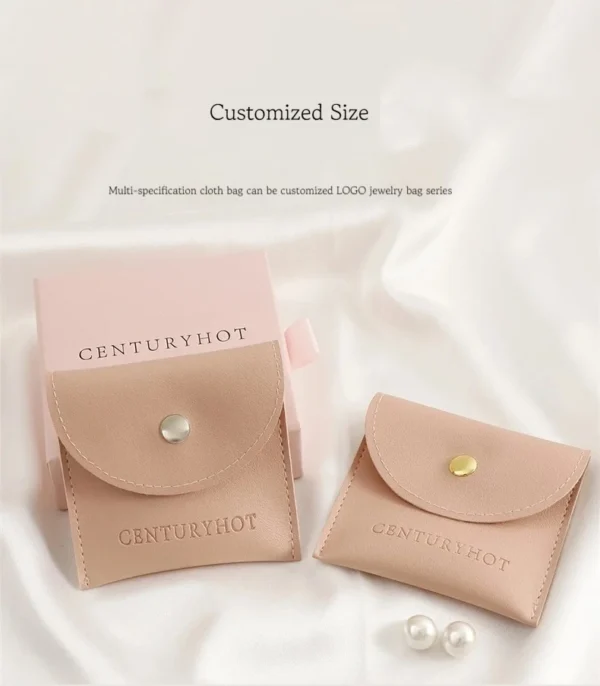 Custom Jewelry Display PU Leather White  Jewelry Pouch with logo - Image 6