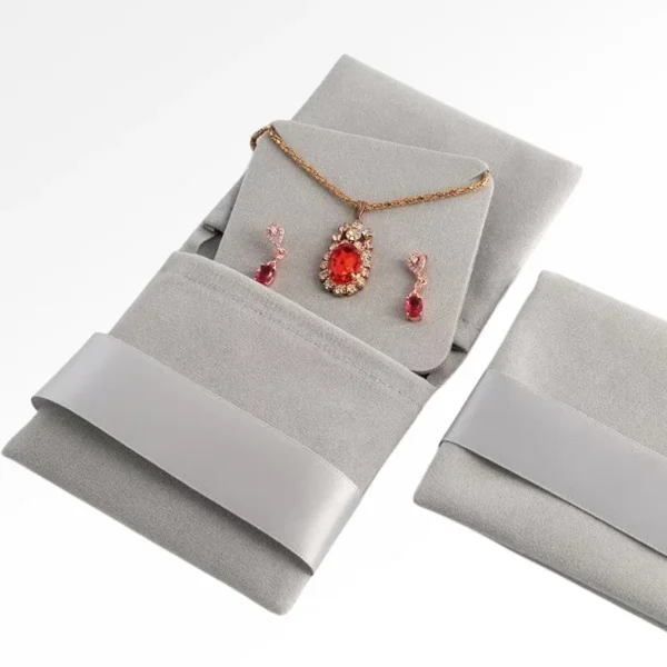 Custom Printed Buddha Beads Velvet Jewelry Pouch with Ribbon for Packaging and Storage of Your Precious Jewellery Items - Image 4