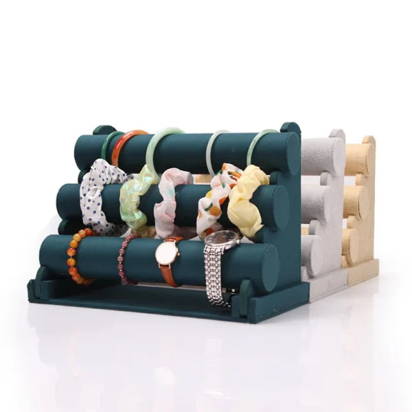 Quality 3 Tiers Factory Wholesale Bracelet Storage Display Stand Velvet Watch Bangle Necklace Jewelry Display - Image 3