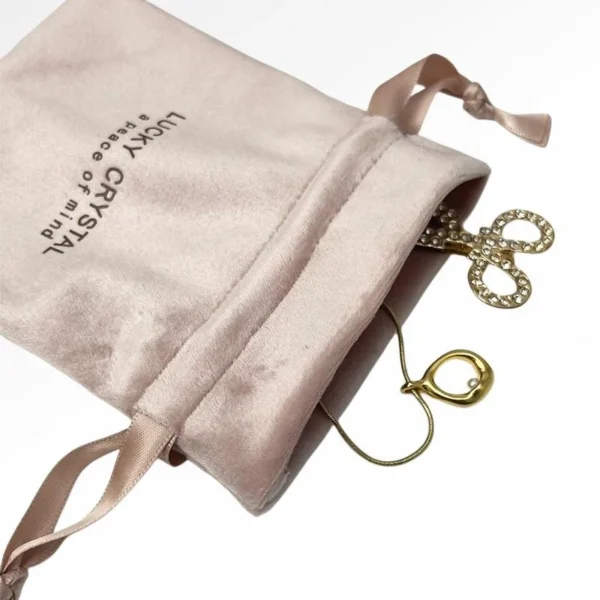 Custom Ribbon Drawstring Jewelry Pouch Velvet Gift Bag Jewelry Packaging Bag With Logo - Image 4