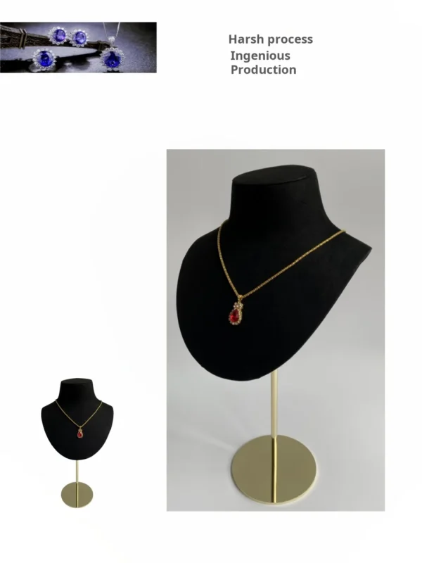 Black Microfiber Window Props Necklace Display Stand - Image 5