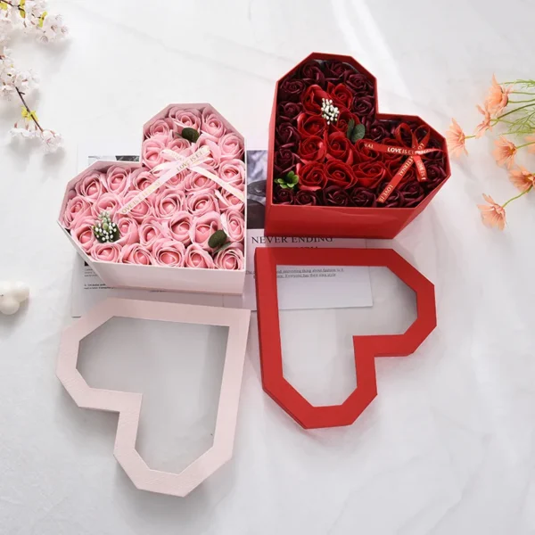 Wholesale Polygon Heart-Shaped Transparent Gift Package with Window-Type Holes Rose Lipstick Love Box - Image 3