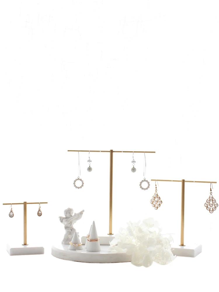Jewelry Stand White Marble Hole T-shaped Earrings Jewelry Rack Display Stand - Image 6