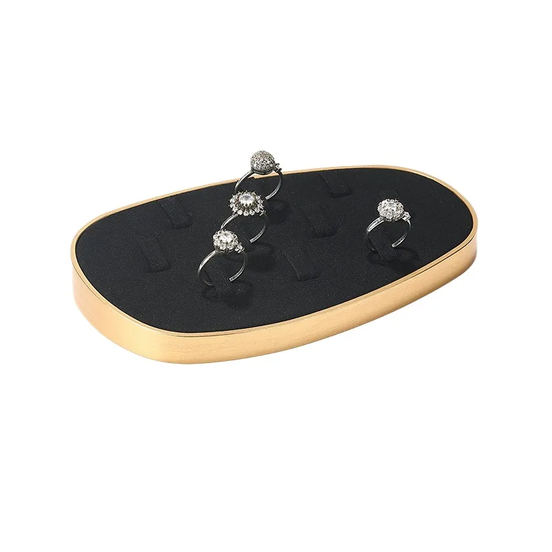Black Metal Microfiber Jewelry Display Tray Necklace Bracelet Ring Display Rack Suit - Image 6
