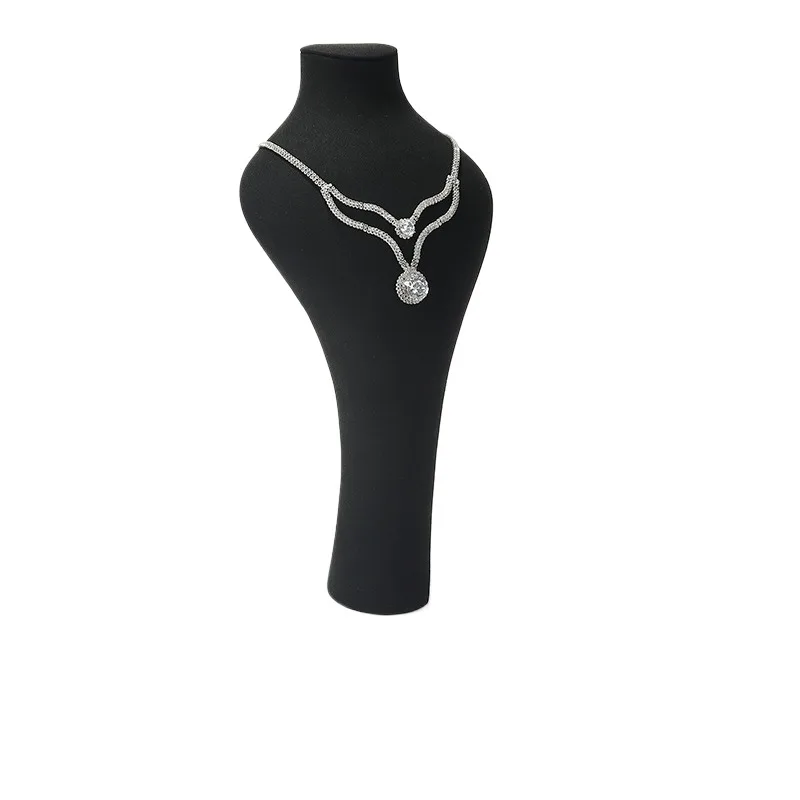 Black Metal Microfiber Jewelry Display Tray Necklace Bracelet Ring Display Rack Suit - Image 5