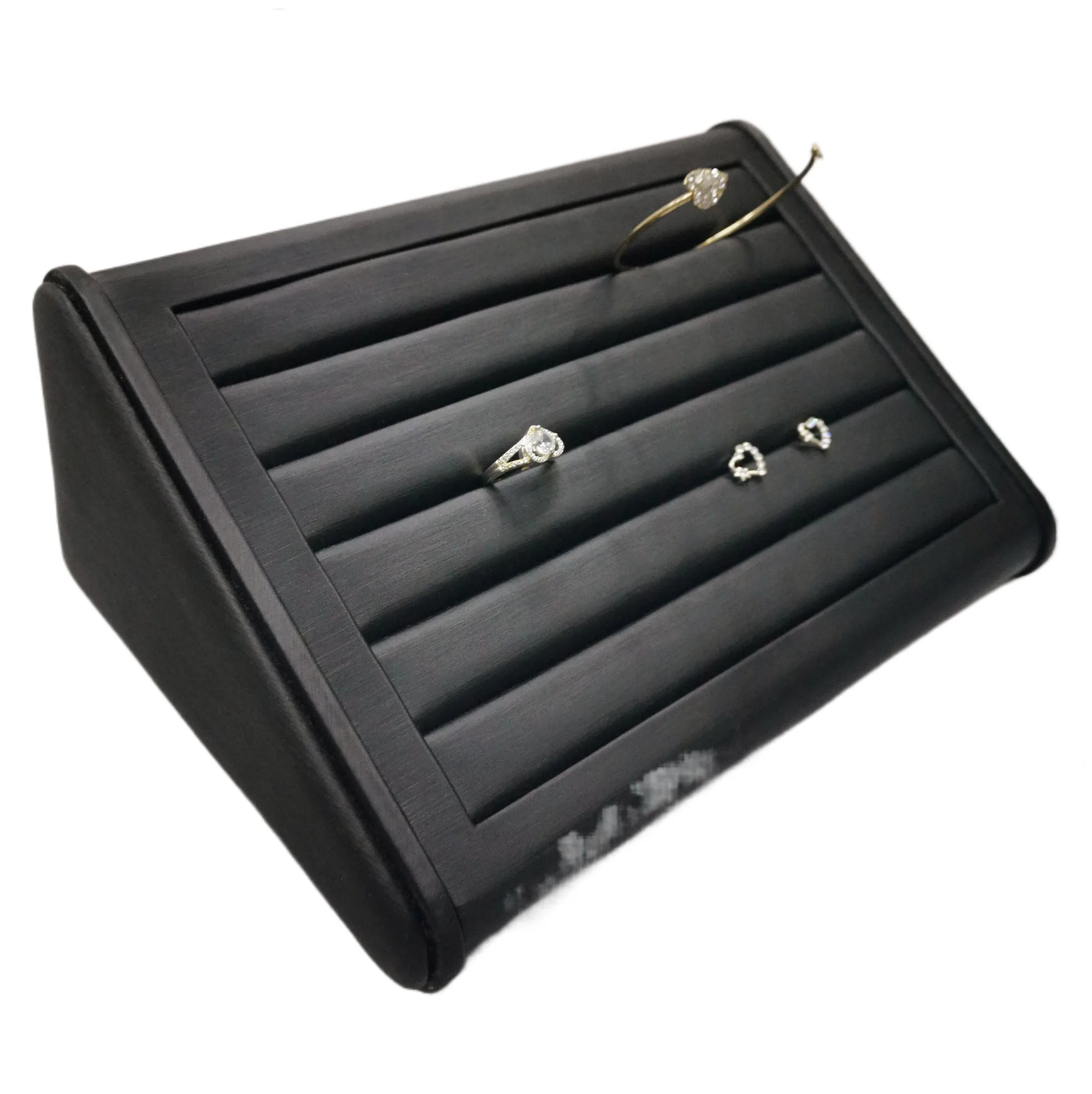High-end Brushed Leather Ring Earrings Bracelet Trapezoidal Vertical Horizontal Jewelry Display Stand