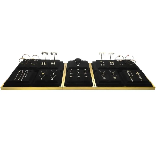 Black Microfiber Metal Jewelry Display Set for Necklace Custom Jewellery Shop Counter Display Set - Image 6