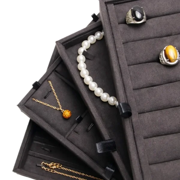 Pu Four-layer Multifunctional Portable Professional Jewelry Satchel Box Detachable Jewelry Storage Password Box - Image 5