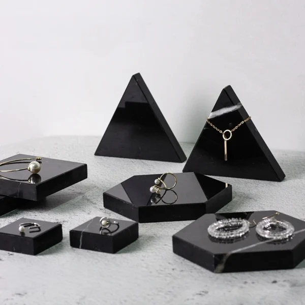 Black Marble High-end Jewelry Display Stand Small Display Stand Storage Jewelry Display Tray