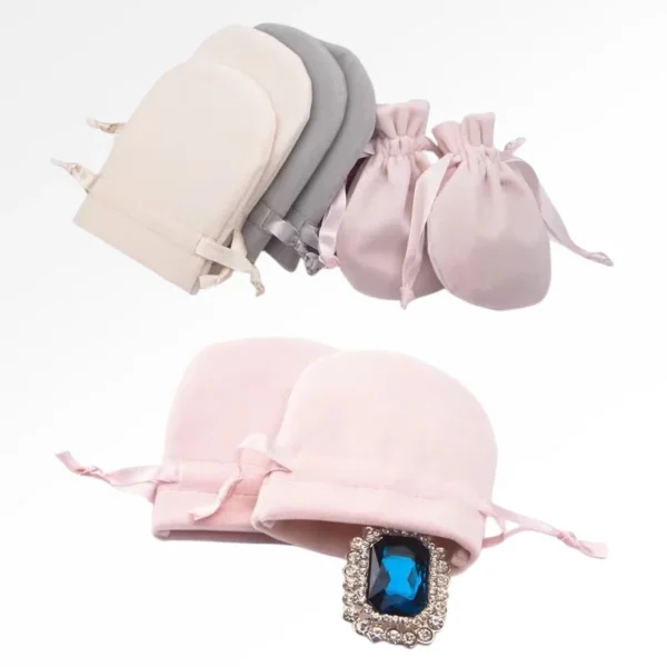 Semicircle Packaging Plush Flannel Bag Drawstring Velvet Jewelry Pouch with Custom Logo - Image 2