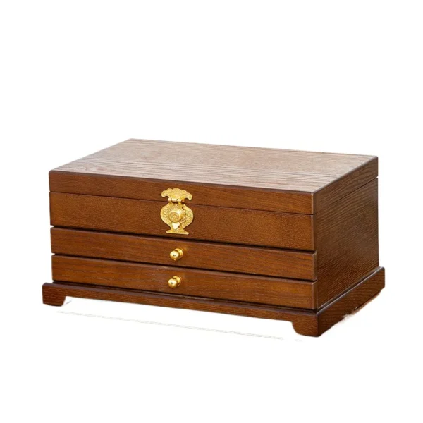 High-end Multi-functional Open-lid Solid Wood Jewelry Storage Box - Image 2